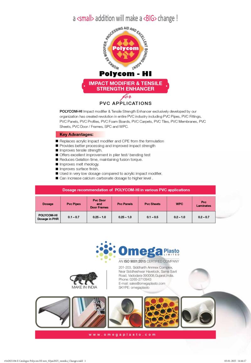 POLYCOM – HI Impact Modifier & Tensile Strength Enhancer