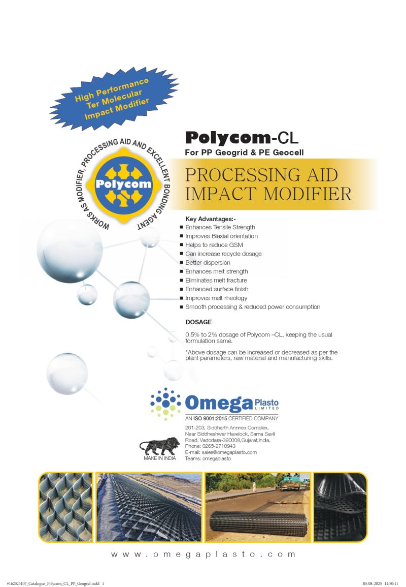 POLYCOM-CL PROSES YARDIMCISI DARBE MUKAVEMET ARTTIRICI PP Geogrid Zemin Güçlendirme & PE Geocell Hücresel Dolgu Sistemleri için