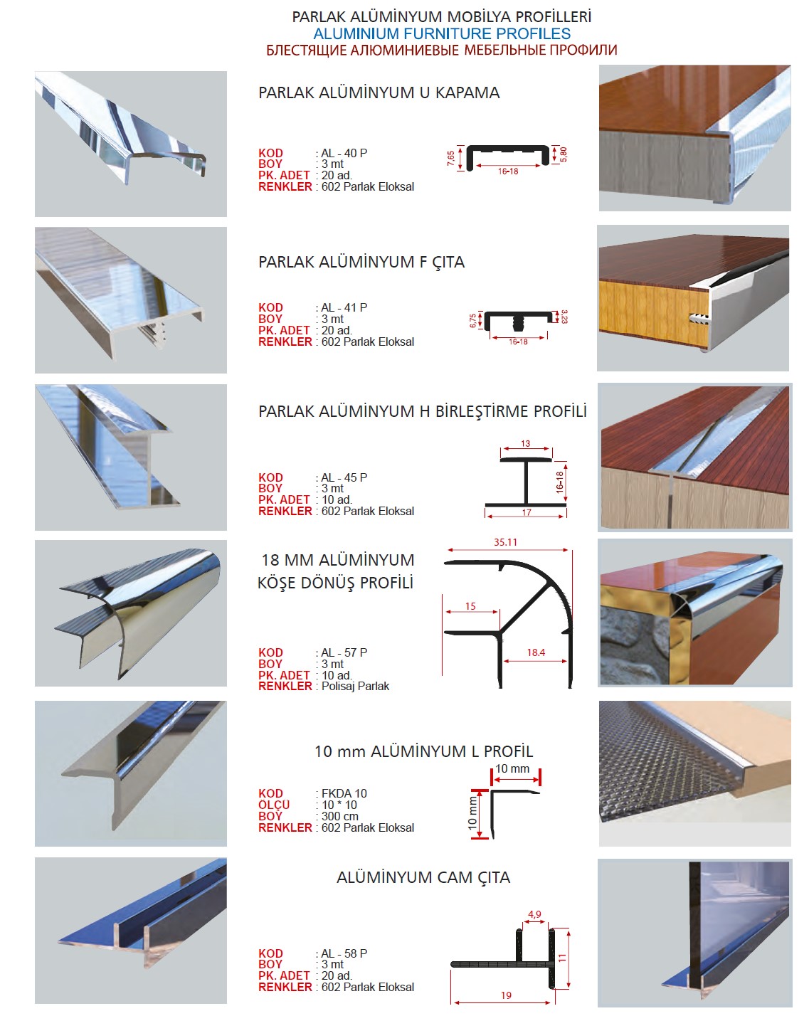 ALUMINUM FURNITURE PROFILES - HANDLES