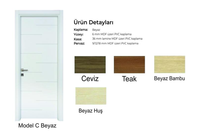 PVC Single Panel Door 80x205 Cm 10/13 White