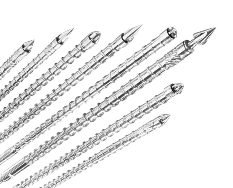 Injection molding machine barrel and screw