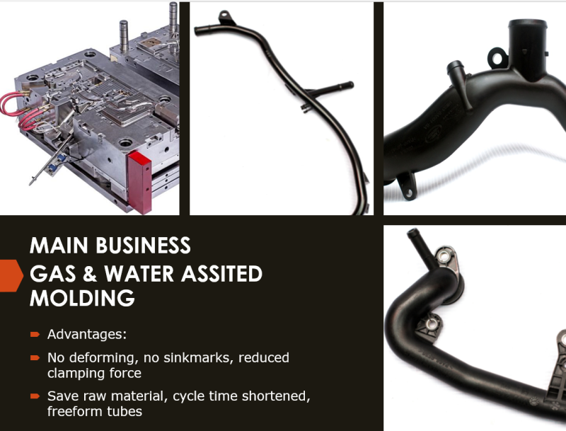 Water assist, gas assist mold