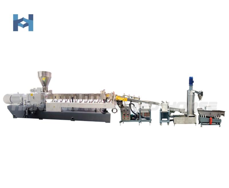 HTE75 twin screw extruder for PET flakes regranulating(upgraded cutting-no waste)