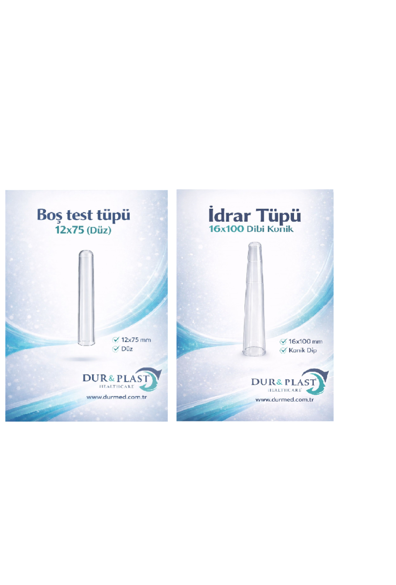 EMPTY TEST TUBE CONICAL WITHOUT CAP AND EMPTY TEST TUBE OVAL WITH CAP 12X75MM