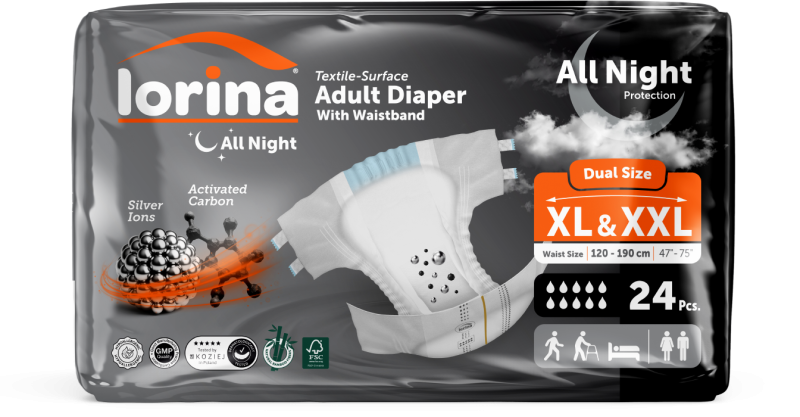 Lorina All Night Aktif Karbonlu ve Gümüş İyonlu Yetişkin Bezi