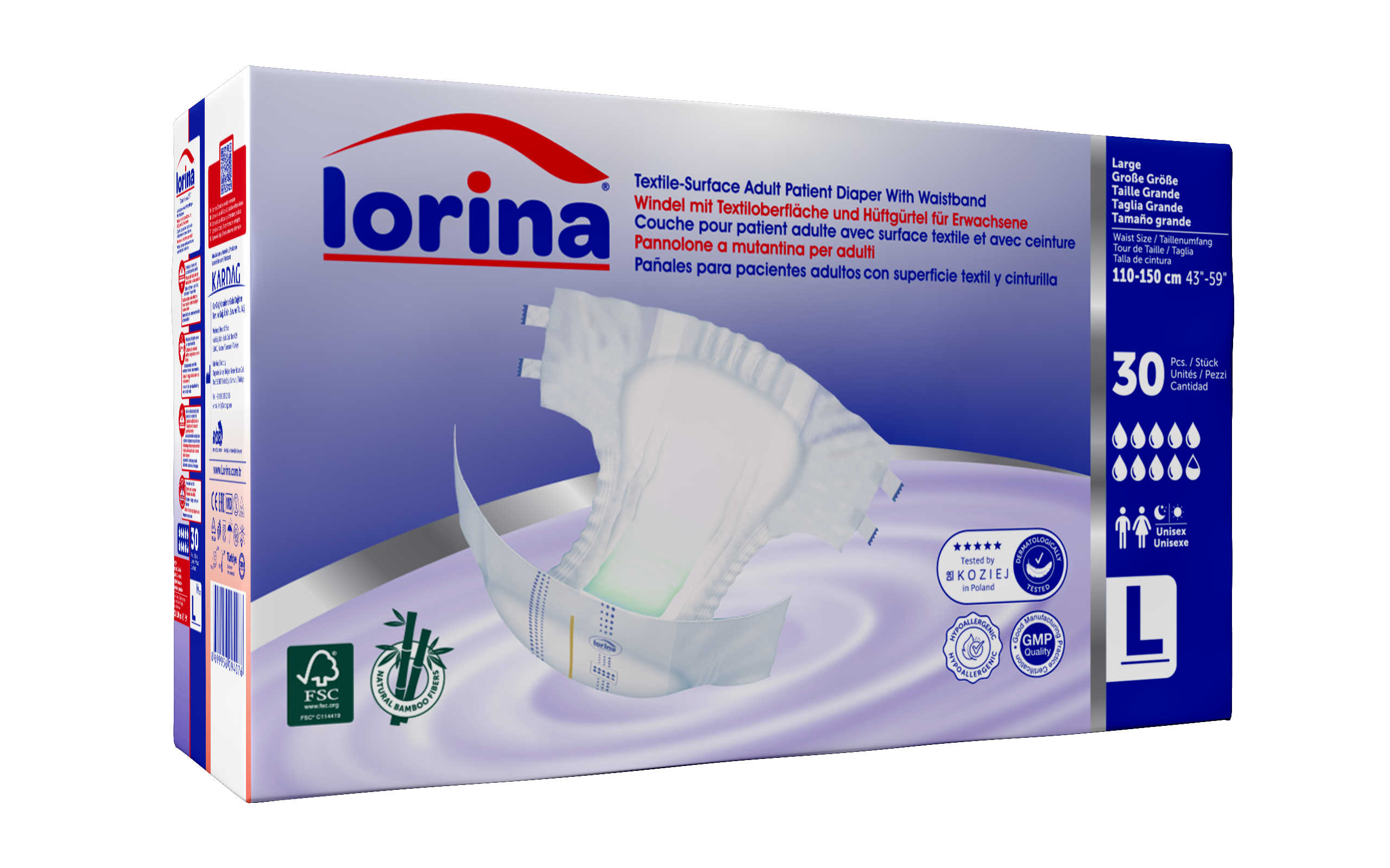 Lorina Bel Bantlı Hasta Bezi Large 30 adet