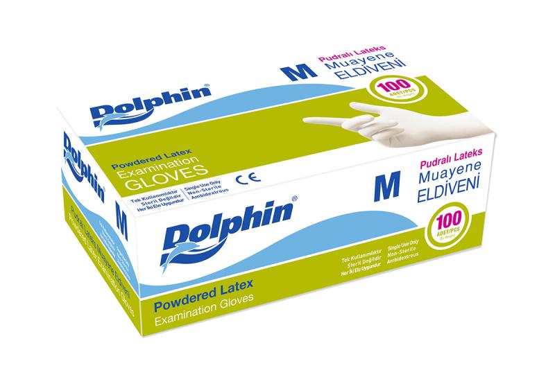 Dolphin Pudralı Lateks Muayene Eldiveni