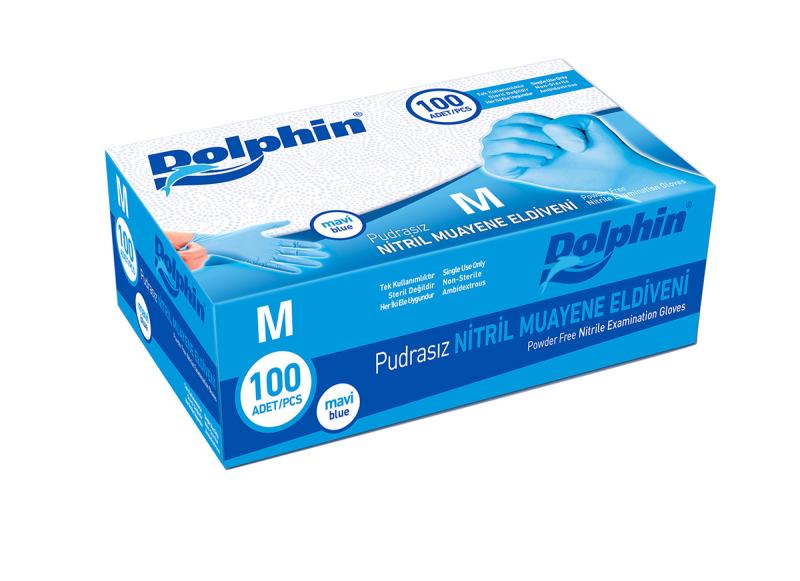 Dolphin Pudrasız Mavi Nitril Muayene Eldiveni