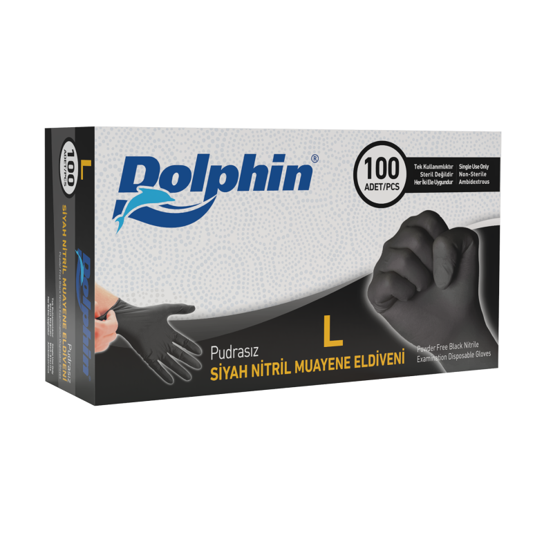 Dolphin Pudrasız Siyah Nitril Muayene Eldiveni