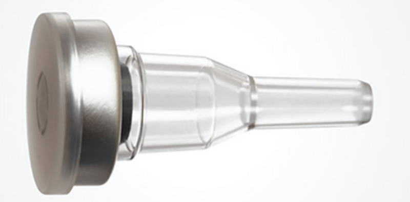 Entegre spike’lı flakon–torba adaptörü