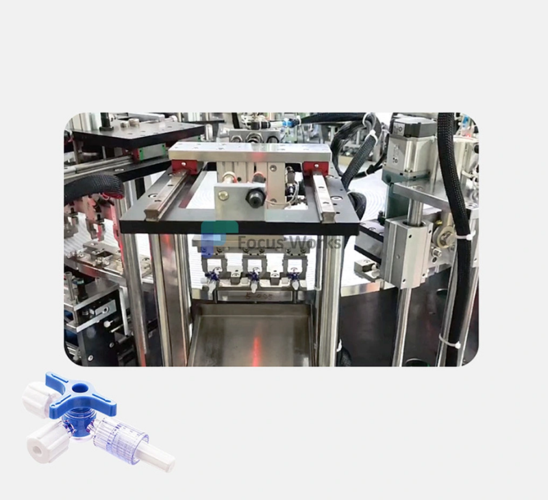 Three way stopcock valve assembly machine