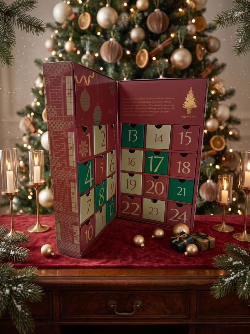Taslamalı Çekmeceli Advent Calendar Kutusu