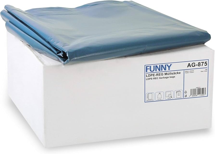 Recycled garbage bags, refuse sacks with loose packs