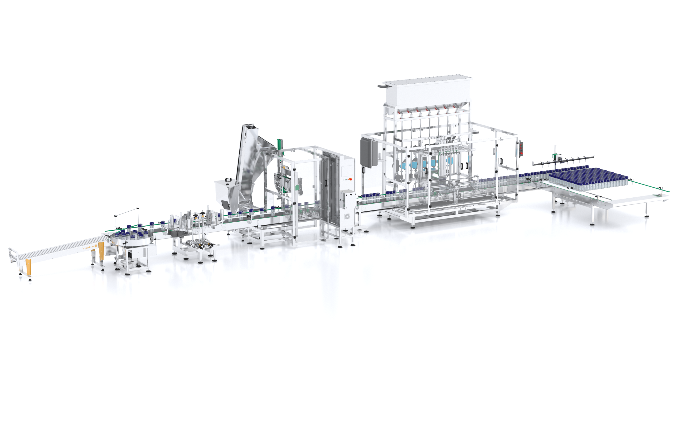 Filling, capping, labeling line
