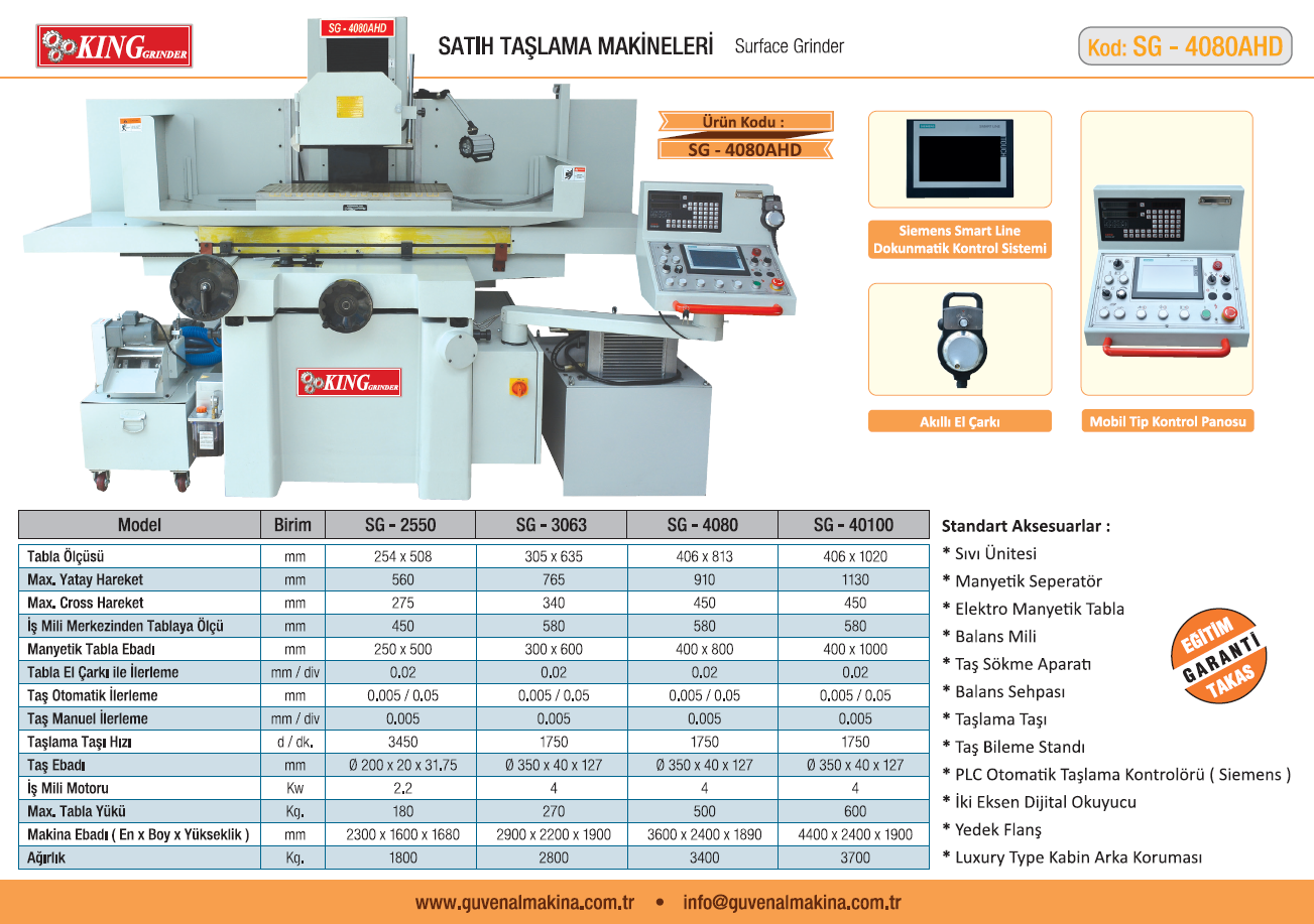 KING 4080 AHD SATIH TAŞLAMA TEZGAHI