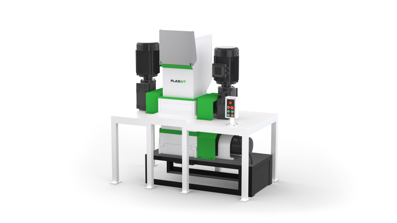 Integrated shredding and crushing machine