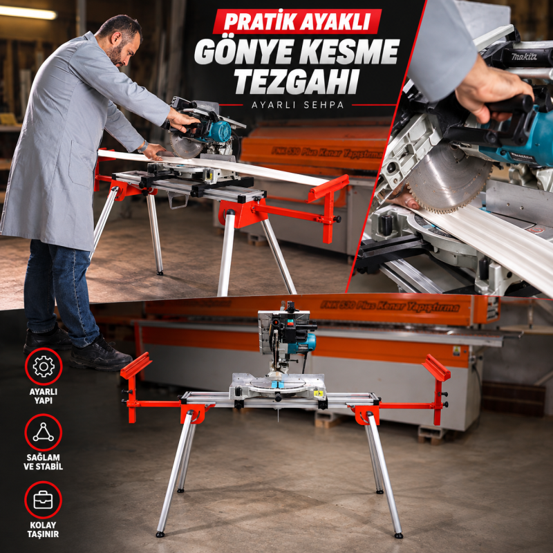 Pratik Ayaklı Gönye Kesme Tezgahı Ayarlı Sehpa