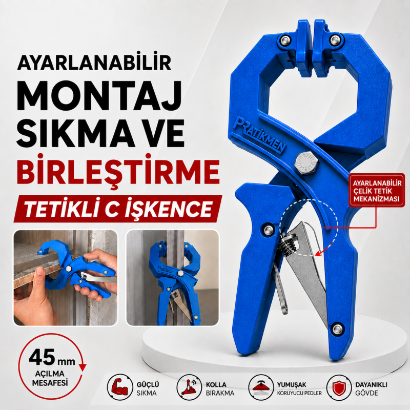 Ayarlanabilir Montaj Sıkma ve Birleştirme Tetikli C İşkence