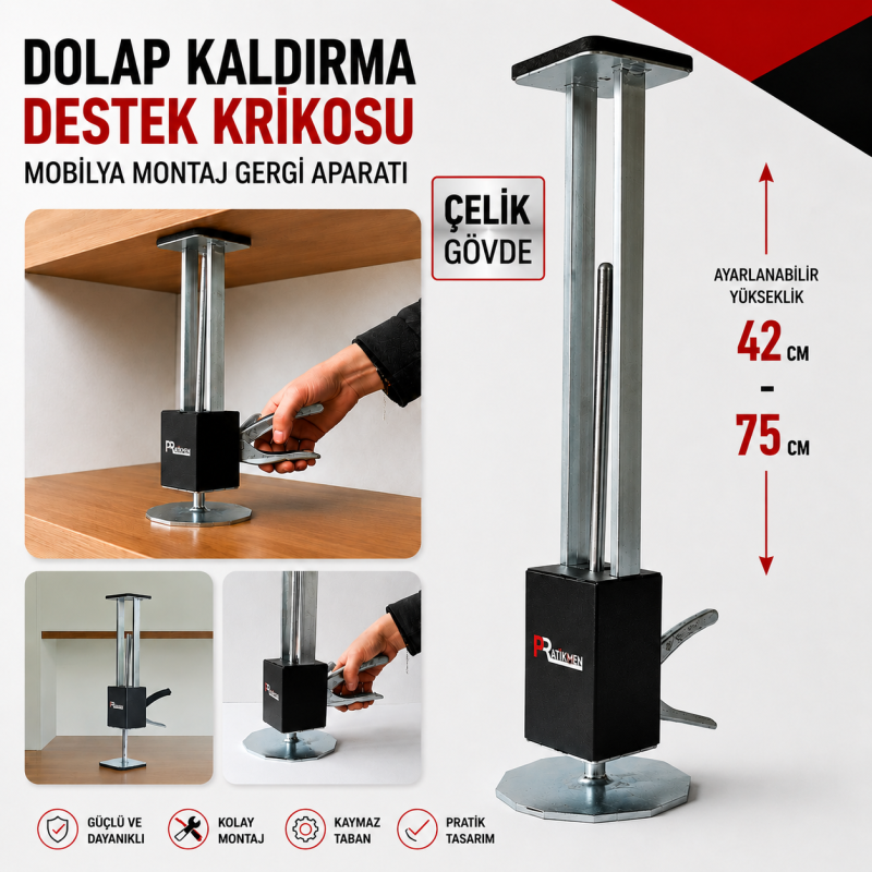 Dolap Kaldırma Destek Krikosu Mobilya Montaj Gergi Aparatı