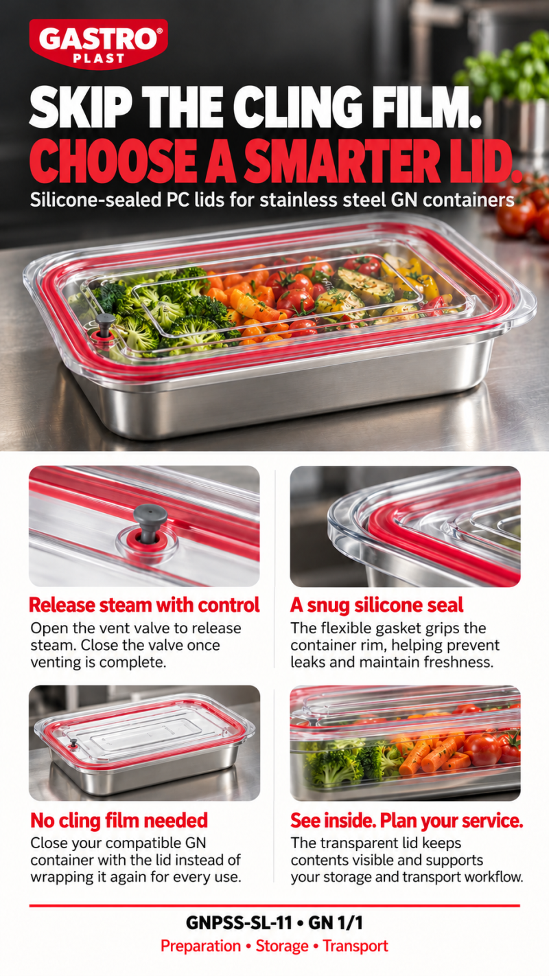 GastroPlast Silikon Contalı Gastronorm Kapaklar