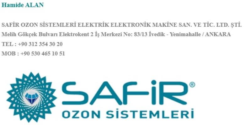 SAFİR OZON SİSTEMLERİ ELEK. ELEKTR. MAK. SAN. VE TİC. LTD. ŞTİ.